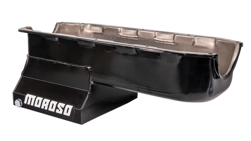 Moroso — Moroso Pre-85 Chevrolet SBC (w/2 Piece Rear Main Seal) Wet Sump 7qt 8.25in Steel Oil Pan - Black