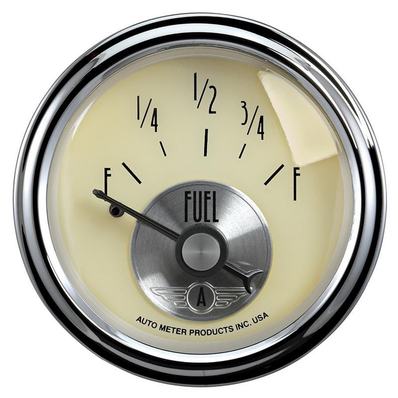AutoMeter — AutoMeter Gauge Fuel Level 2-1/16in. 0 Ohm(e) to 90 Ohm(f) Elec Prestige Antique. Ivory
2-1/16" FUEL LEVEL,