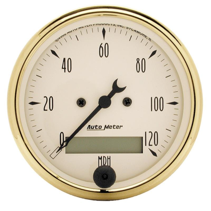 AutoMeter — GAUGE, SPEEDOMETER, 3 1/8" , 120MPH, ELEC. PROG. W/ LCD ODO, GOLDEN OLDIES