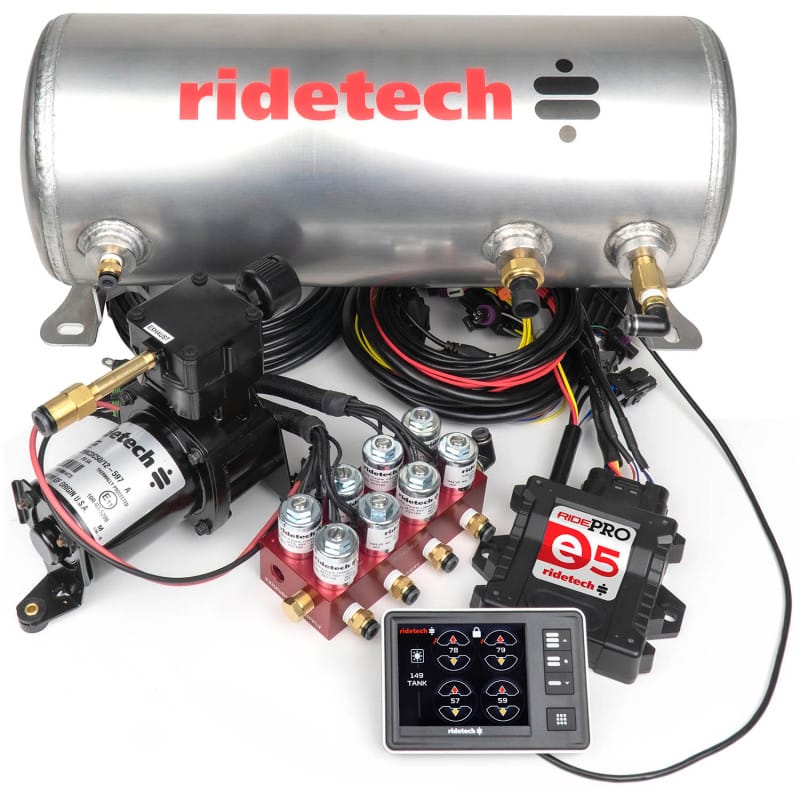 Ridetech — Ridetech RidePro E5 Air Ride Suspension Control System 3 Gallon Single Compressor 1/4in Valves
Comp. Kit 3 Gallon R
