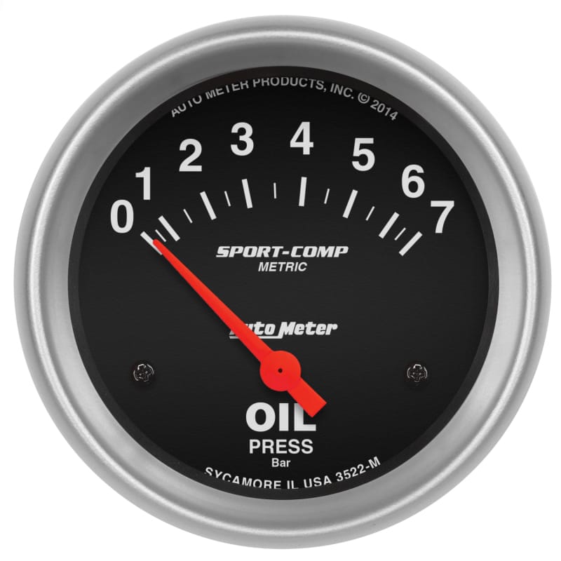 AutoMeter — Autometer Sport-Comp 66.7mm 0-7 BAR Short Sweep Electronic Oil Pressure Gauge
2-5/8" OIL PRESS, 0-