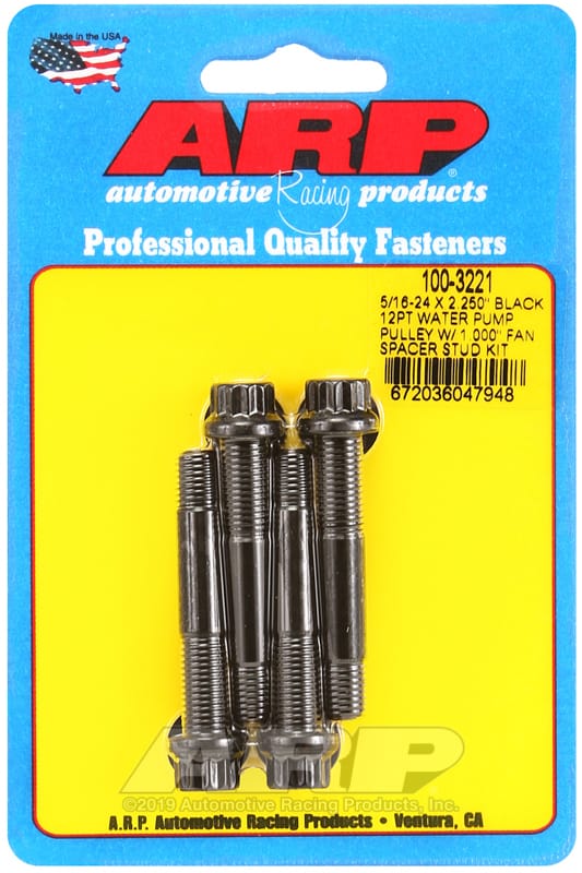 ARP — ARP 5/16-24 X 2.250 black 12pt water pump pulley w/ 1.000in fan spacer stud kit