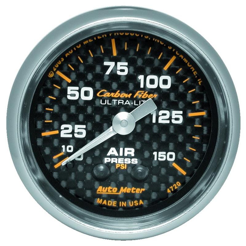AutoMeter — GAUGE, AIR PRESSURE, 2 1/16" , 150PSI, MECHANICAL, CARBON FIBER