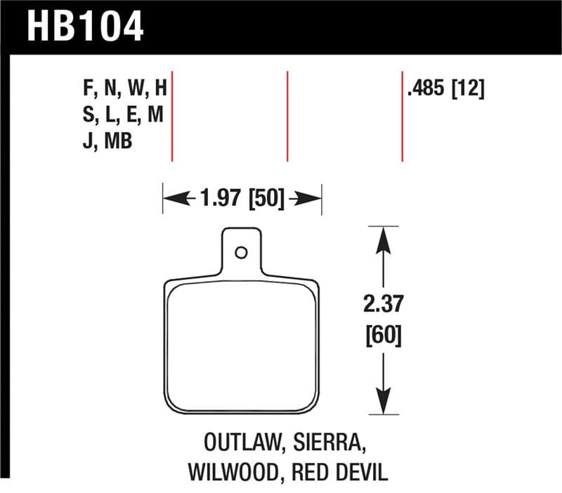 Hawk Performance — Hawk Wilwood DL Single Outlaw w/0.156in Center Hole DTC-30 Race Pads
Disc Brake Pad
