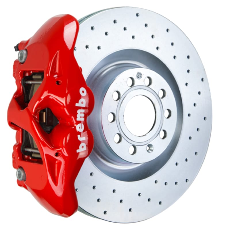 Brembo — Brembo 14-20 A3 Front GT BBK 4 Piston Cast 345x30 1pc Rotor Drilled-Red