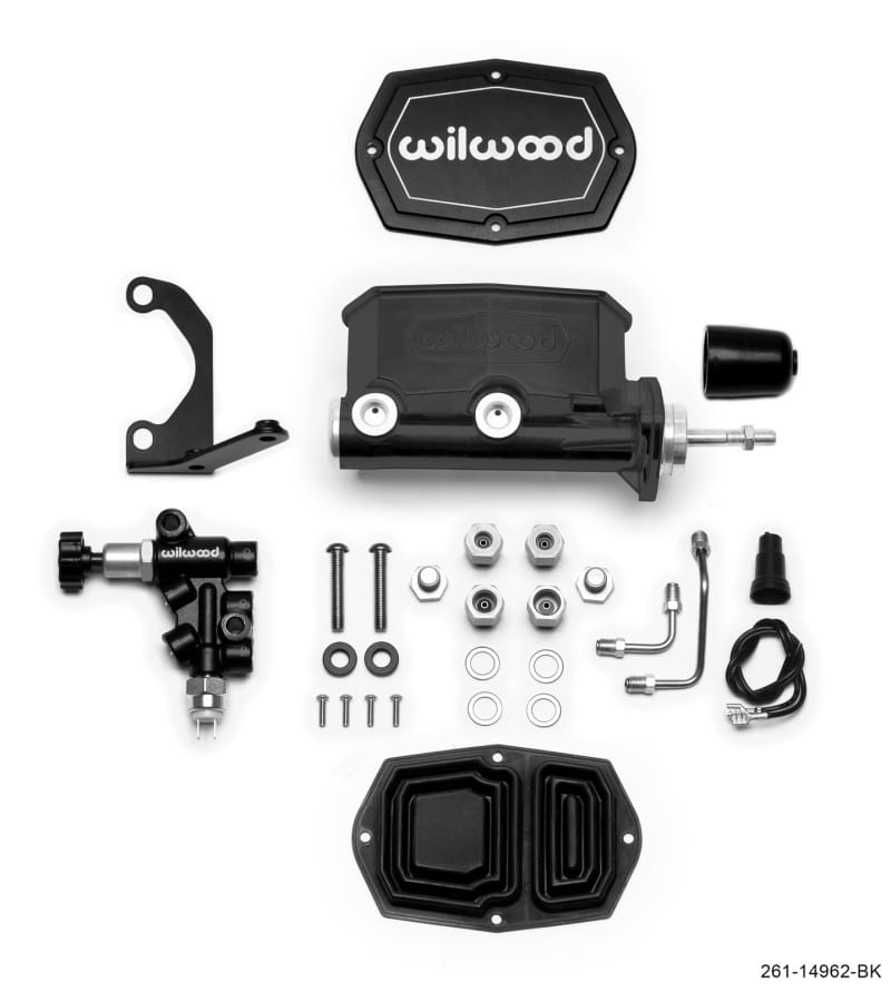 Wilwood — Wilwood Compact Tandem M/C - 15/16in Bore - w/Bracket and Valve (Pushrod) - Black
M/C,TANDEM KIT