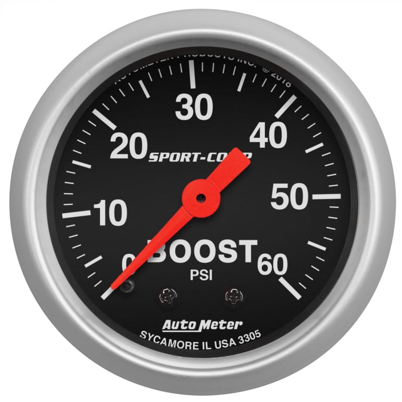 AutoMeter — AutoMeter 2-1/16in 0-60 PSI Mechanical Sport-Comp Boost Pressure Gauge