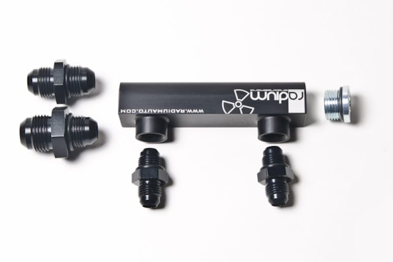 Radium Engineering — Radium Engineering Universal 4-Port Manifold - Black W/ Logo