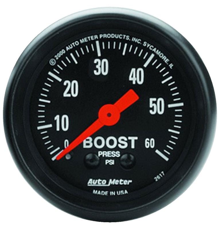 AutoMeter — Autometer Z Series 52mm 0-60 PSI Mechanical Boost Gauge
GA 2" BST 60PSI M Z