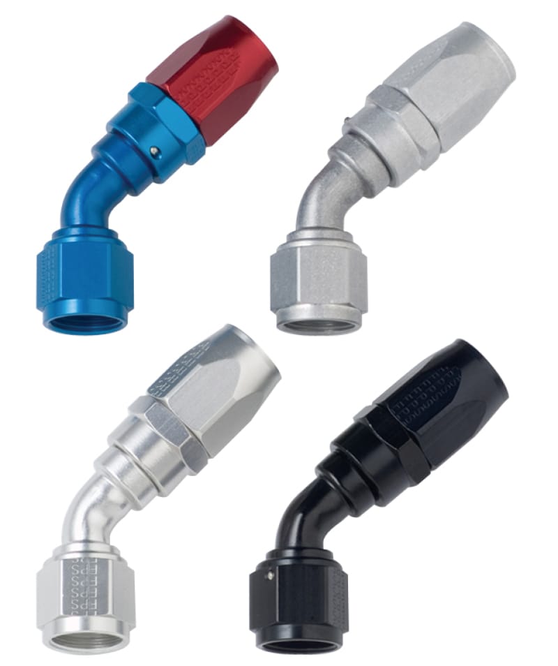 Fragola — Fragola -6AN x 45 Degree Power Flow Hose End - Black
