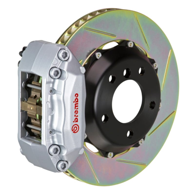 Brembo — Brembo 04-05 Civic Si Hatchback Fr GT BBK 4Pis Cast 2pc 328x28 2pc Rotor Slotted Type1-Silver