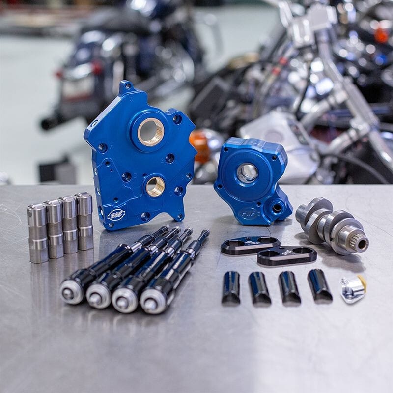S&S Cycle — S&S Cycle 2017+ Oil Cooled M8 Models Chain Drive 465C Cam Chest Kit w/ Blk Pushrod Tubes - Incl. VVT