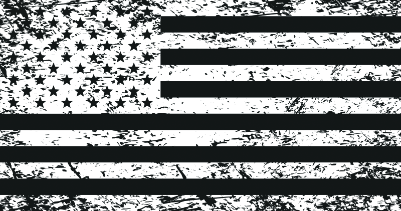 DragonFire Racing — Whip Flag, Tattered American, Double-Sided Print, 8.5 in. x 17 in., Black/White