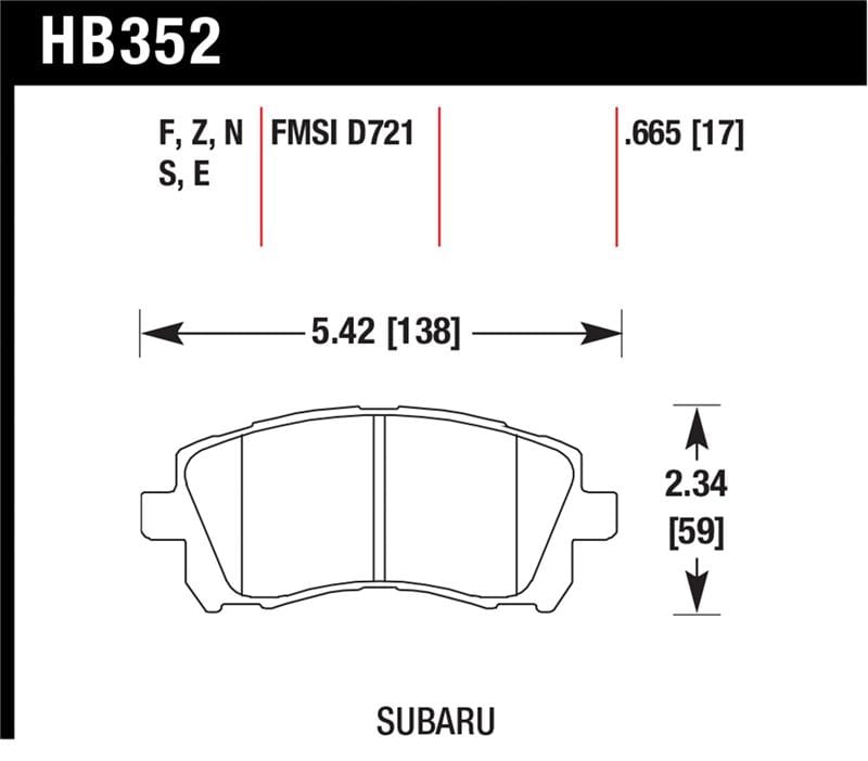 Hawk Performance — Hawk 02-03 WRX / 98-01 Impreza / 97-02 Legacy 2.5L / 98-02 Forester 2.5L D721 HPS Street Front Brake
Disc Brake Pad