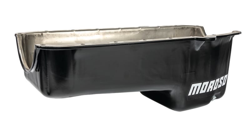 Moroso — Moroso Pre-80 Chevrolet Small Block (w/Driver Side Dipstick) Wet Sump 5qt 7.5in Steel Oil Pan - Blk