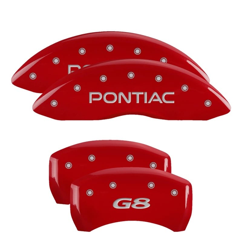 MGP — MGP 4 Caliper Covers Engraved Front Pontiac Engraved Rear G8 Red finish silver ch
Caliper Covers