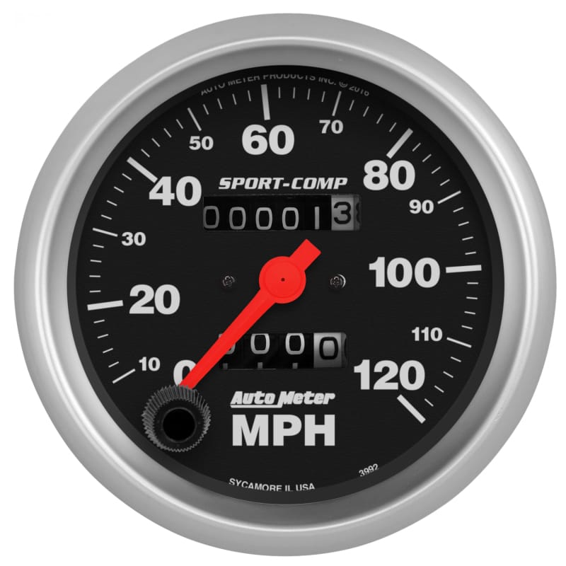 AutoMeter — Autometer Sport-Comp 3-3/8 inch 120 MPH Mechanical Speedometer
3-3/8" SPEEDO, 120 M