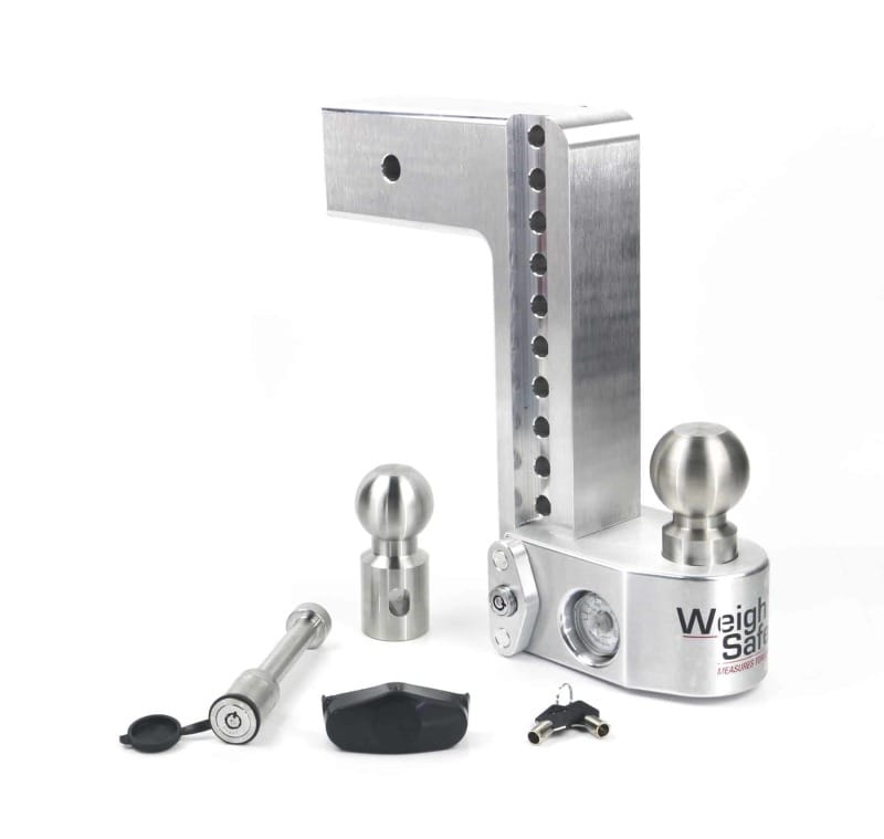 Weigh Safe — Weigh Safe 10in Drop Hitch w/Built-in Scale & 3in Shank (10K/21K GTWR) w/WS05 - Aluminum