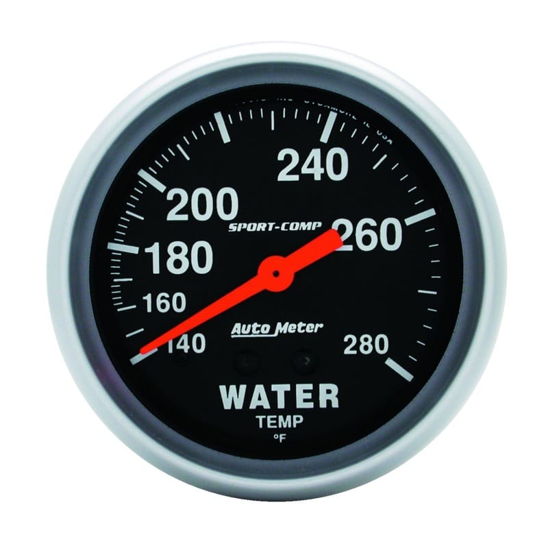 AutoMeter — Autometer Sport-Comp 66.7mm 140-280 Degree F PSI Mechanical Water Temperature Gauge
2-5/8" WATER TEMP, 1