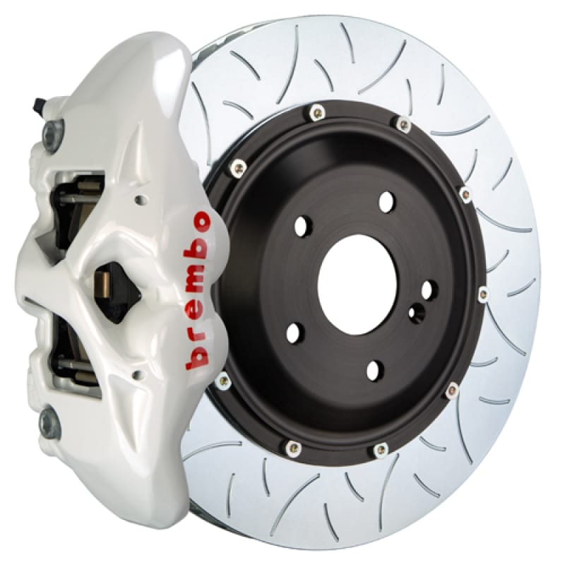 Brembo — Brembo 15-23 Mustang GT/V6/EcoBoost Rear GT BBK 4 Piston Cast 380x28 2pc Rotor Slotted Type3- White