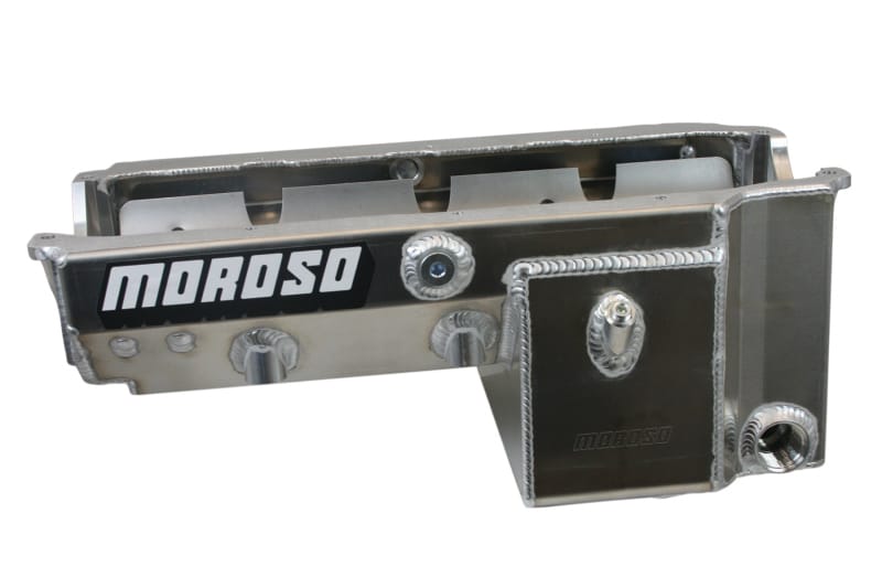 Moroso — Moroso Pre-85 Chevrolet Small Block/Dart (w/-16An External Pick Up) Wet Sump 8qt 8.25in Alum Oil Pan