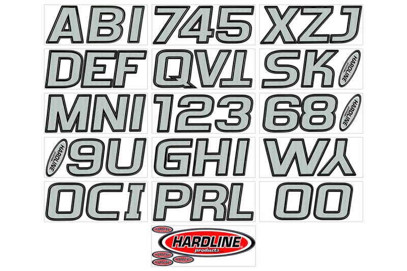 Hardline — Hardline Boat Lettering Registration Kit 3 in. - 700 Silver/Black