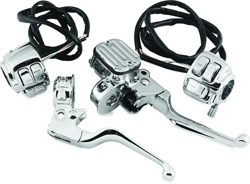Bikers Choice — Bikers Choice 96-06 Big Twin / 96-03 XL 9/16in Bore Chrome Handlebar Control Kit W/Chrome Switches