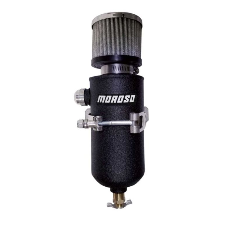 Moroso — Moroso 12AN Male Catch Can Breather Tank - Black Powder Coat