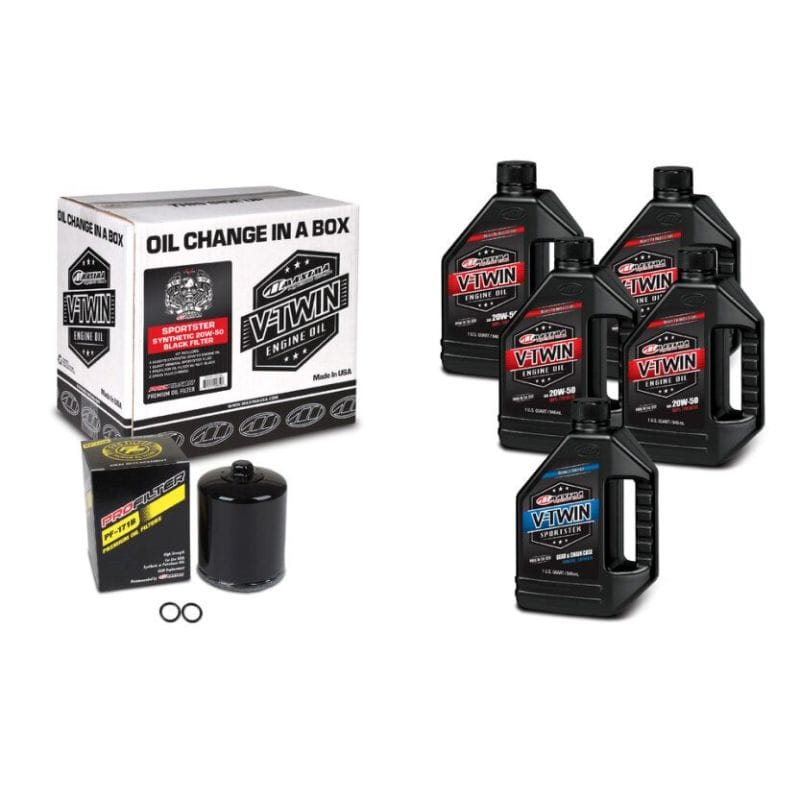 Maxima — Maxima V-Twin Oil Change Kit Synthetic w/Black Filter Sportster