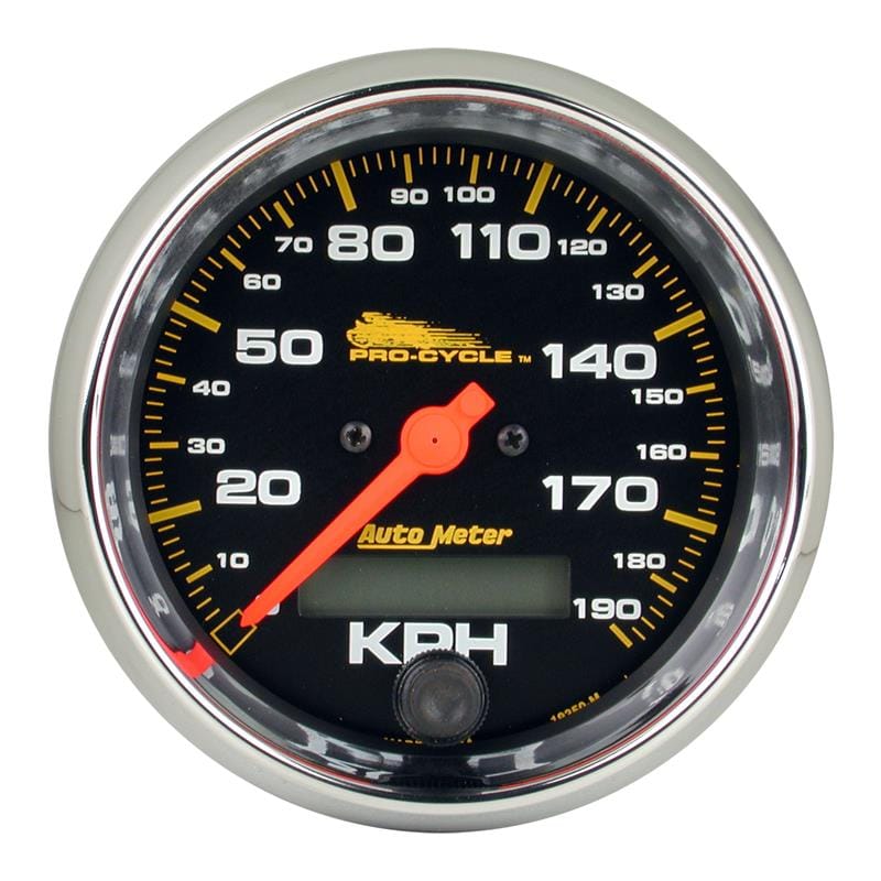 AutoMeter — GAUGE, SPEEDO, 3 3/4", 120 MPH, ELEC, BLACK, PRO-CYCLE