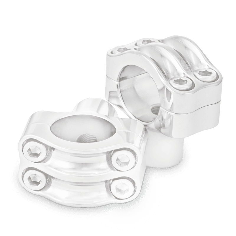 Burly Brand — Burly Brand Reaper Riser Clamp 1-1/2in Tall for 1-1/4in Bar, Set - Chrome