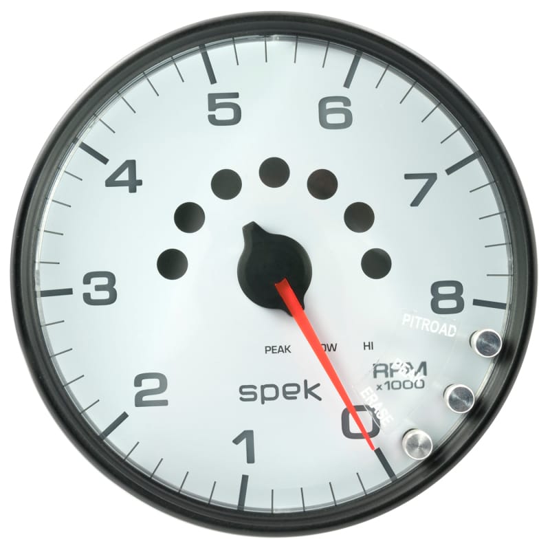 AutoMeter — Autometer Spek-Pro Gauge Tachometer 5in 8K Rpm W/Shift Light & Peak Mem White/Black
GA 5" 8KRPM WCB SPEK