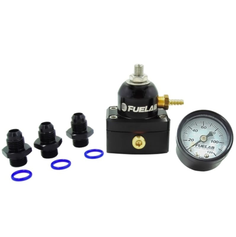 Fuelab — Fuelab 535 EFI Adjustable Mini FPR 25-90 PSI (2) -6AN In (1) -6AN Return (3) -6AN ORB w/Gauge Kit