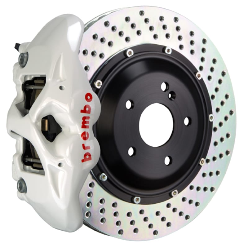 Brembo — Brembo 11-18 Cayenne Turbo Rear GT BBK 4 Piston Cast 380x28 2pc Rotor Drilled- White