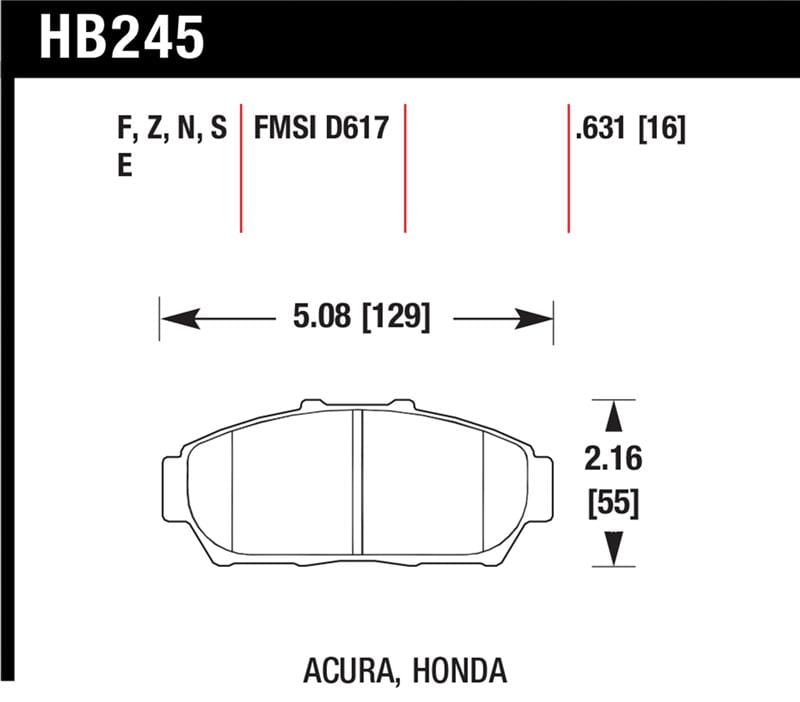 Hawk Performance — Hawk 94-01 Acura Integra (excl Type R) HP+ Street Front Brake Pads
Disc Brake Pad