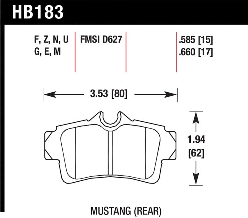 Hawk Performance — Hawk 2001-2001 Ford Mustang Bullitt 4.6 HPS 5.0 Rear Brake Pads
Disc Brake Pad