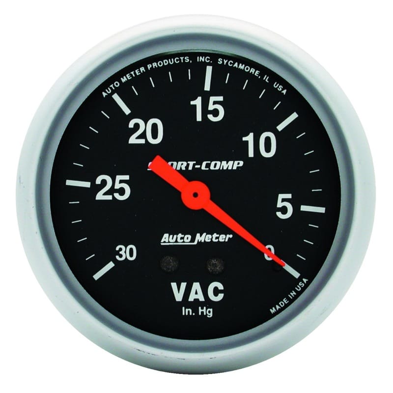 AutoMeter — AutoMeter Gauge Vacuum 2-5/8in. 30Inhg Mechanical Sport-Comp
2-5/8" VACUUM, 30 IN