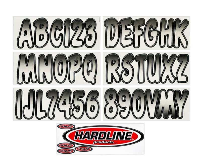 Hardline — Hardline Boat Lettering Registration Kit 3 in. - 200 White/Black