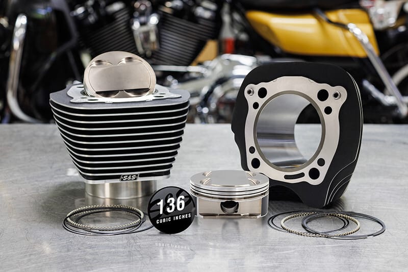 S&S Cycle — S&S Cycle 2017+ M8 Models 132in/136in Big Bore Cyl Kit +8.5cc Dome (Blk Gran w/ Fins) - 4.320in Bore
