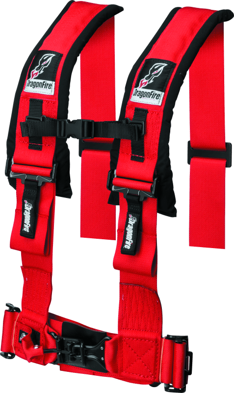 DragonFire Racing — Harness Restraint, H-Style, 4-Point, 3 in. Buckle, Red