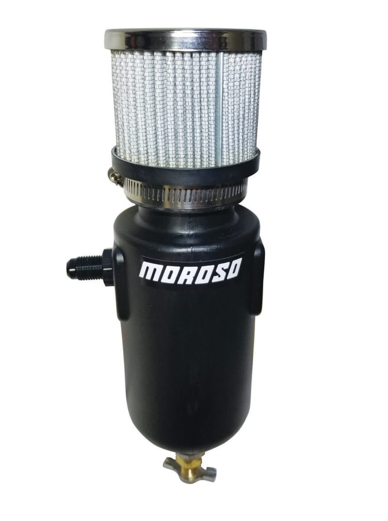 Moroso — Moroso Breather Tank/Catch Can -6An Male Inlet - Black Polyethylene