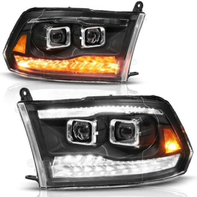 ANZO — ANZO 09-19 Dodge RAM 1500 / 10-18 2500/3500 LED Proj Headlights SeqSig Black - Pair