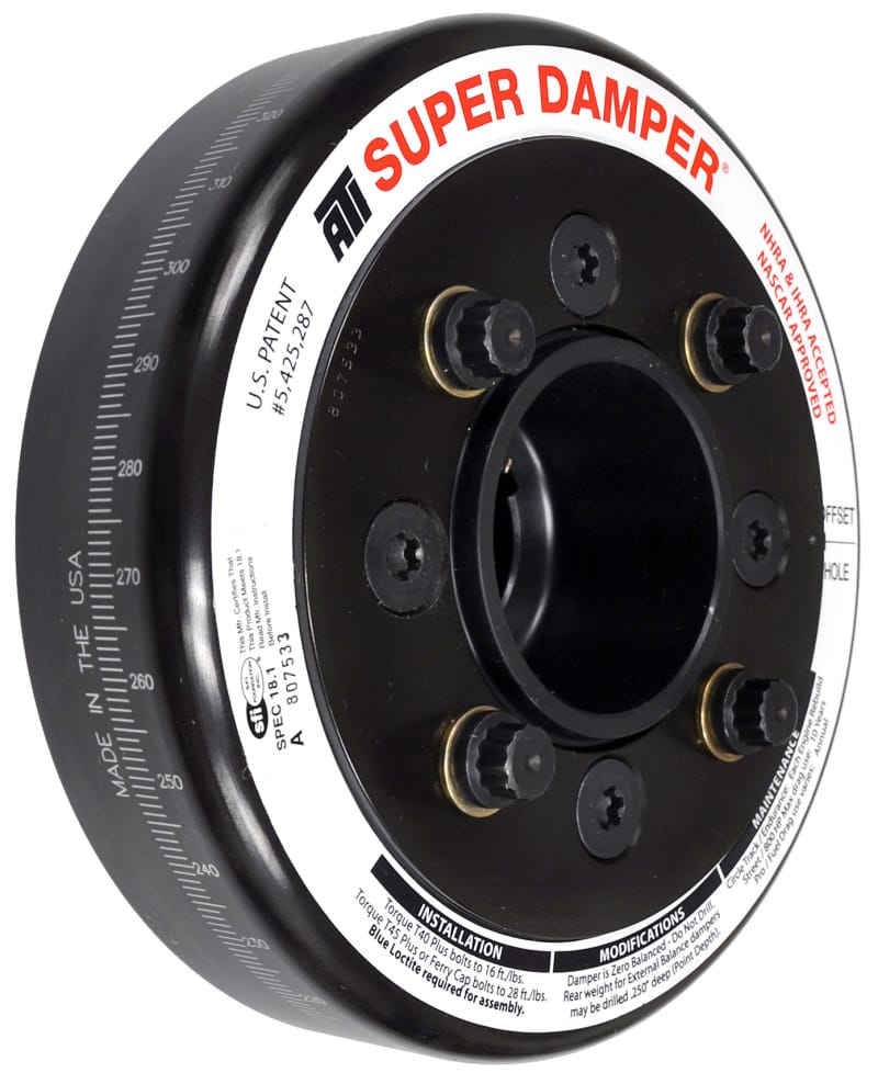 ATI — ATI Damper - 6.325in - Steel - Ford SB & 6 Cyl - 4 Bolt OEM - 3.35in Long - C-Timing - 3 Ring