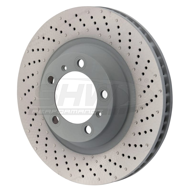 SHW Performance — SHW 15-16 Porsche 911 Carrera 4 GTS w/o Ceramics Right Front Drill-Dimp MB Brake Rotor (99135140401)