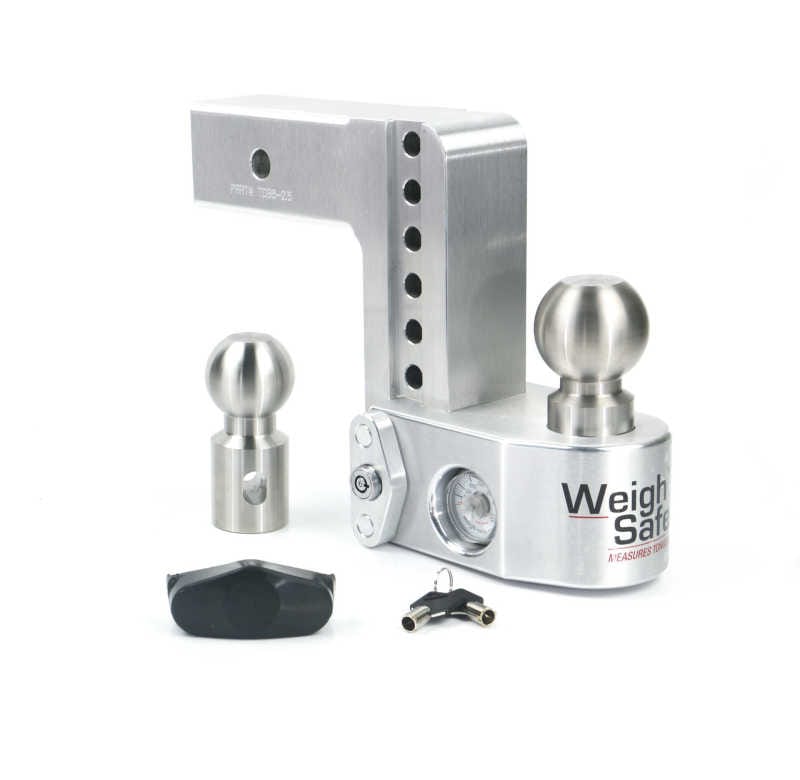 Weigh Safe — Weigh Safe 6in Drop Hitch w/Built-in Scale & 2.5in Shank (10K/18.5K GTWR) - Aluminum
