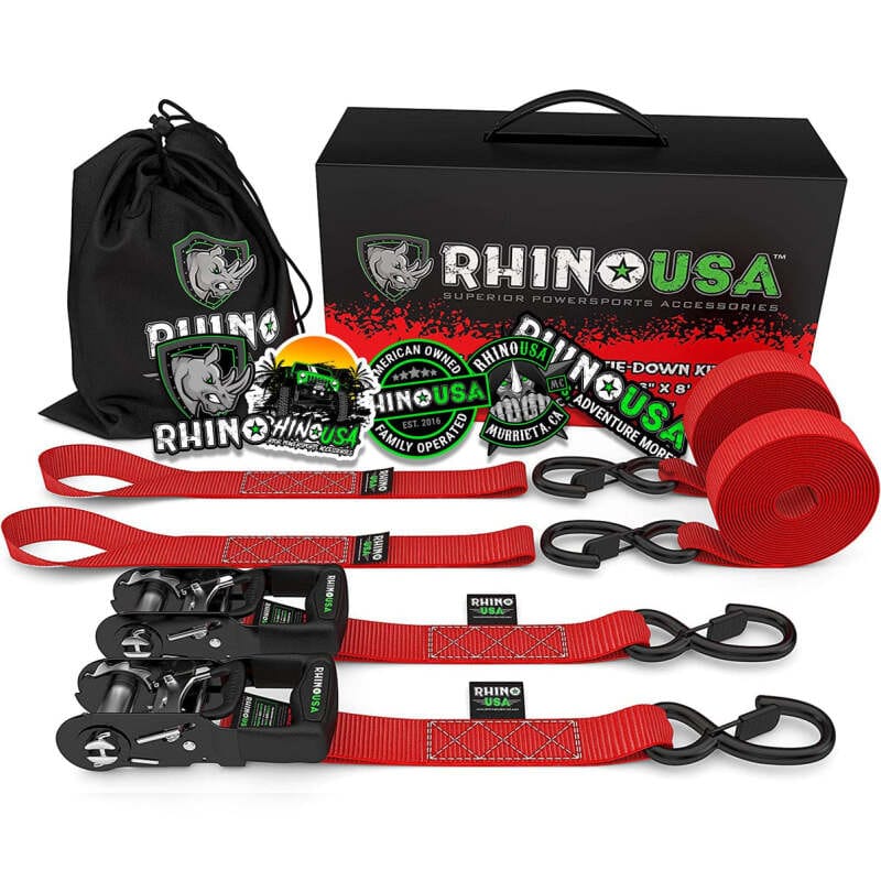 Rhino USA — Rhino USA Heavy Duty Ratchet Tie-Downs 2-Pack (Red) 1.6In X 8Ft
Tie Down