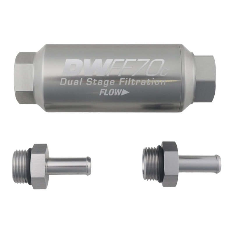 DeatschWerks — DeatschWerks 3/8in 10 Micron 70mm Compact In-Line Fuel Filter Kit
Filtration