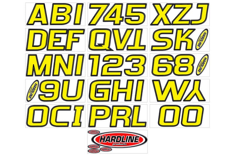 Hardline — Hardline Boat Lettering Registration Kit 3 in. - 700 Yellow/Black