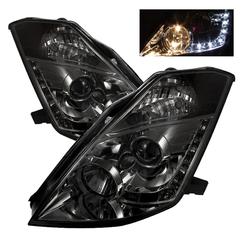 SPYDER — Spyder Nissan 350Z 03-05 Projector Headlights Halogen Model Only - DRL Smoke PRO-YD-N350Z02-DRL-SM
Projector Headlights
Head Light Set