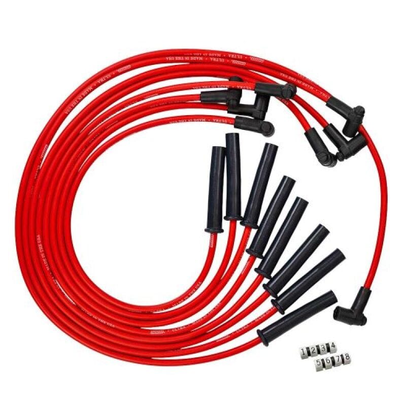 Moroso — Moroso GM BBC 366-454 HEI-Style w/Coil In Cap Ultra 350 8mm Multi-Angle Spark Plug Wire Set - Red